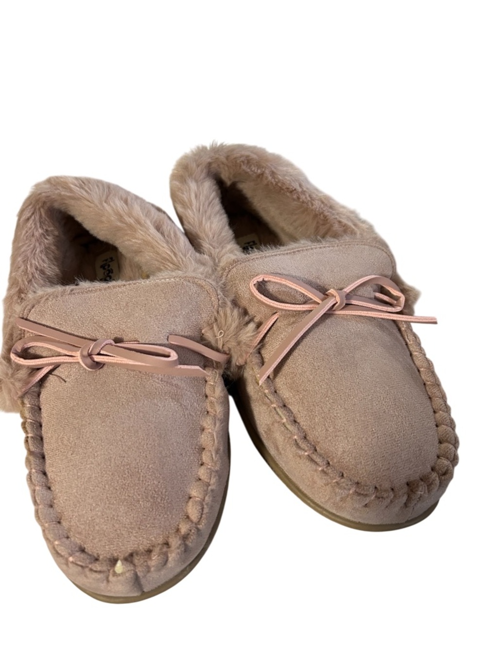 Women’s Plush Lined Moccasin Slippers - Blush Pink